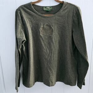 L-RL Lauren Active Ralph Lauren Vintage Long Sleeve Embroidered Crest size XL